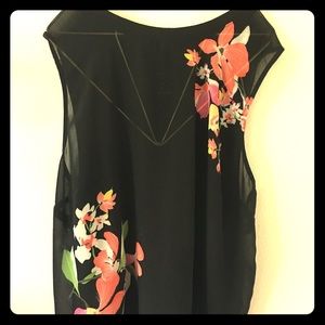 Black Sheer Sleeveless W/Embellishing on Flowers